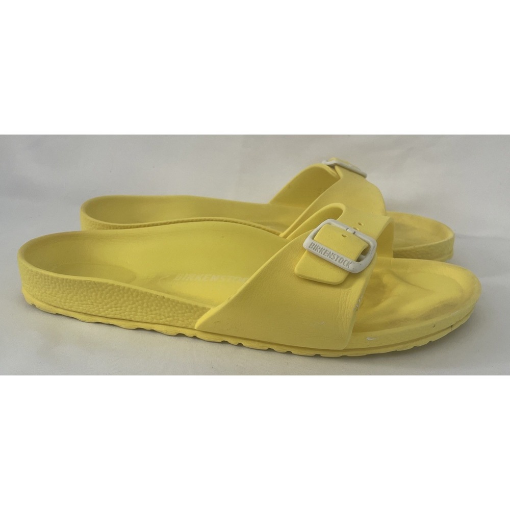 Birkenstock EVA Neon Yellow Single Strap Slide Sandals Womens 40 - Picture 2 of 16